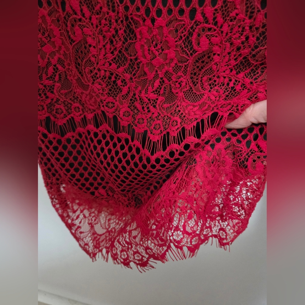 Thalia Sodi Red Lace Midi Dress Small - Picture 8 of 15